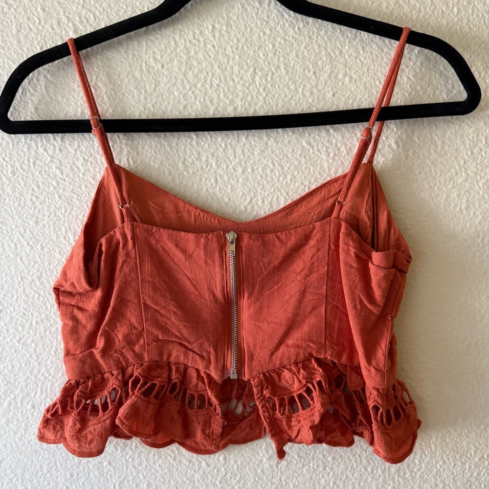 Lush Rust Rust Orange Lace-Hem Style Cropped Cami - Size Small - Picture 2 of 5